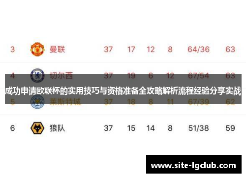 成功申请欧联杯的实用技巧与资格准备全攻略解析流程经验分享实战